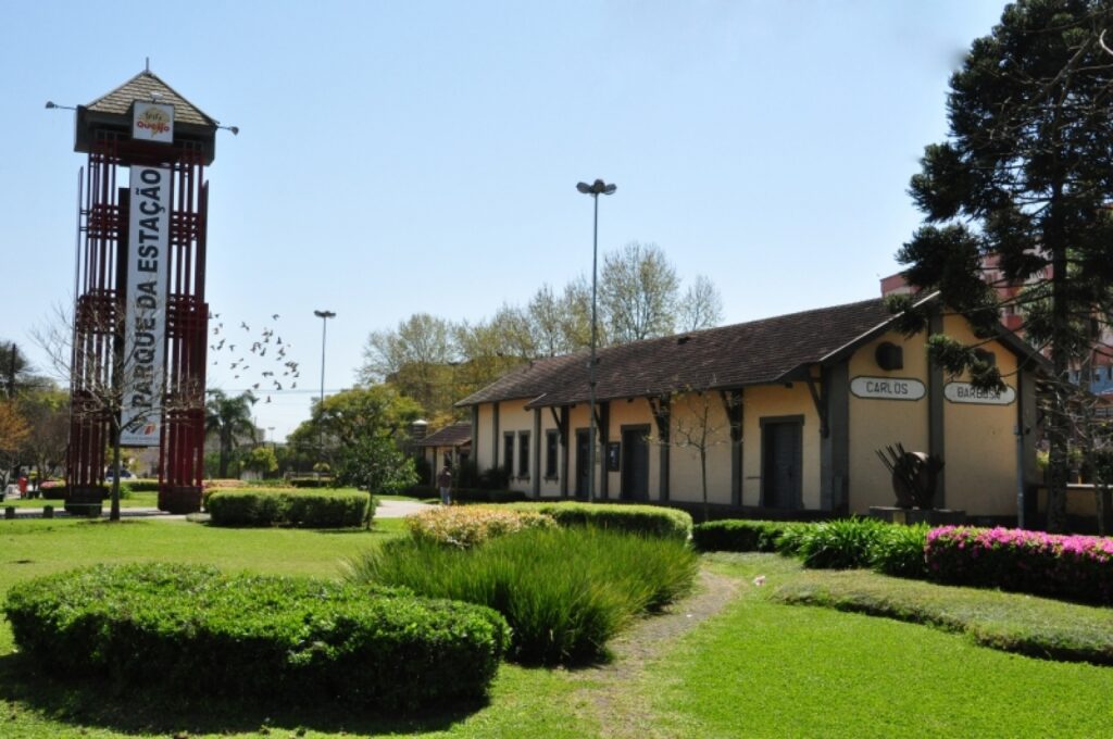 Imagem do Parque da Estação, em Carlos Barbosa.